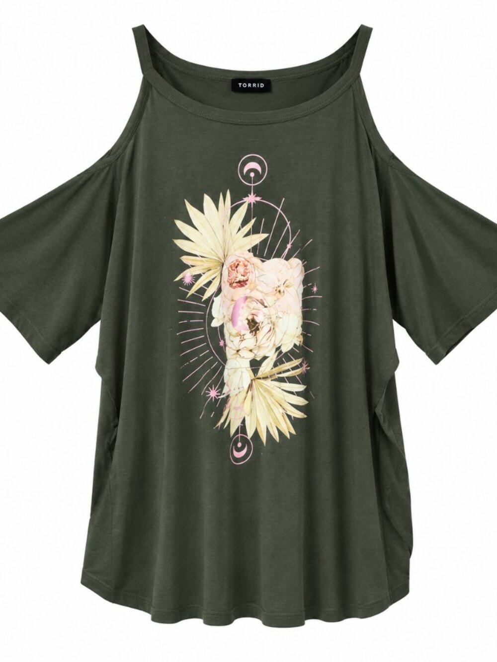 CUTE boho screen printed cold shoulder top by Torrid nwot